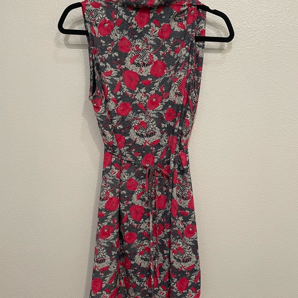 COPY - Aqua flora mini dress with tie around waist - Picture 5 of 5